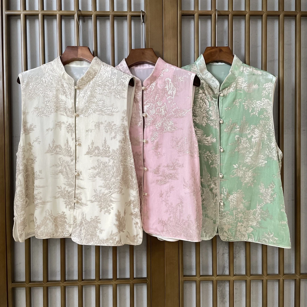 丝绒烫金马甲4634