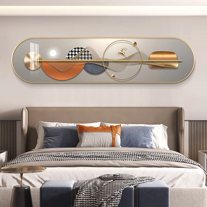 轻奢卧室装饰画现代简约主卧房间挂画横幅抽象床头画大气高档墙画