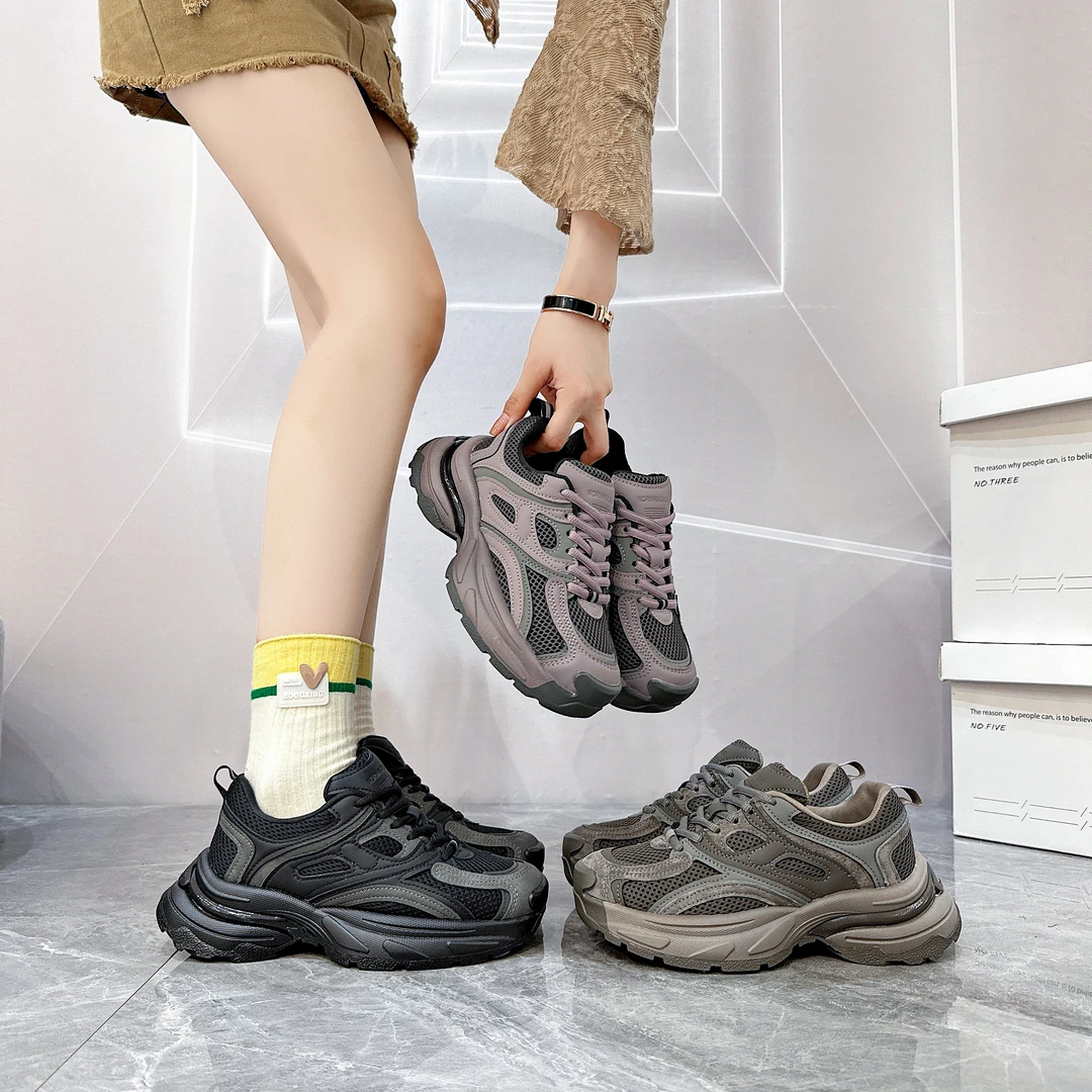 老爹鞋女2023秋季小怪兽圆头厚底显瘦防滑轻便运动慢跑休闲鞋潮