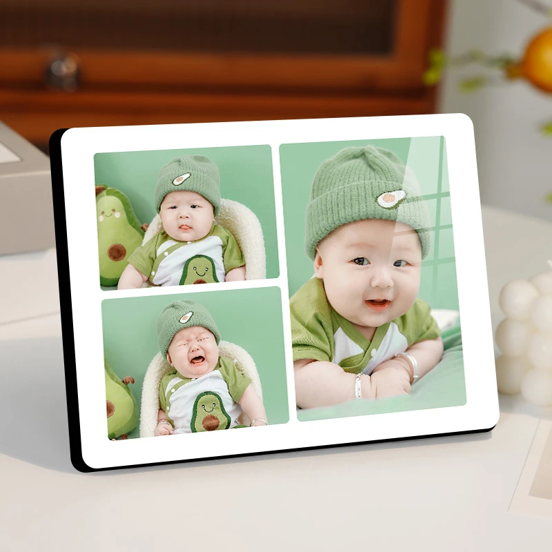 三宫格相框定制摆台洗照片做成水晶相框摆件宝宝生活照婚纱照台式