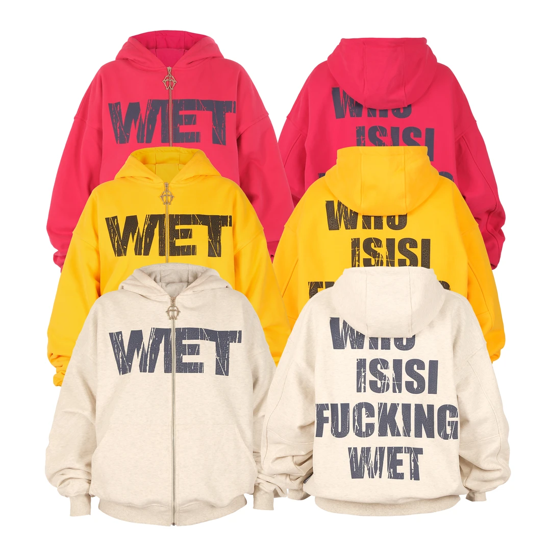 LILWET 秋冬美式街头 字母印花连帽帽卫衣 加绒加厚男女情侣帽衫