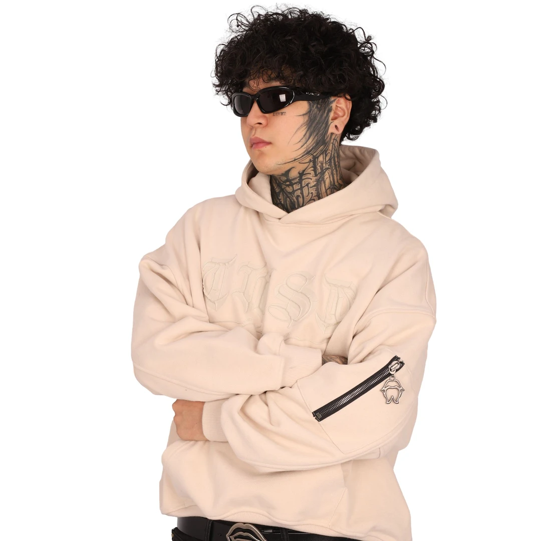 THEWET秋冬490g重磅美式休闲街头印花连帽卫衣 百搭廓形帽衫宽松