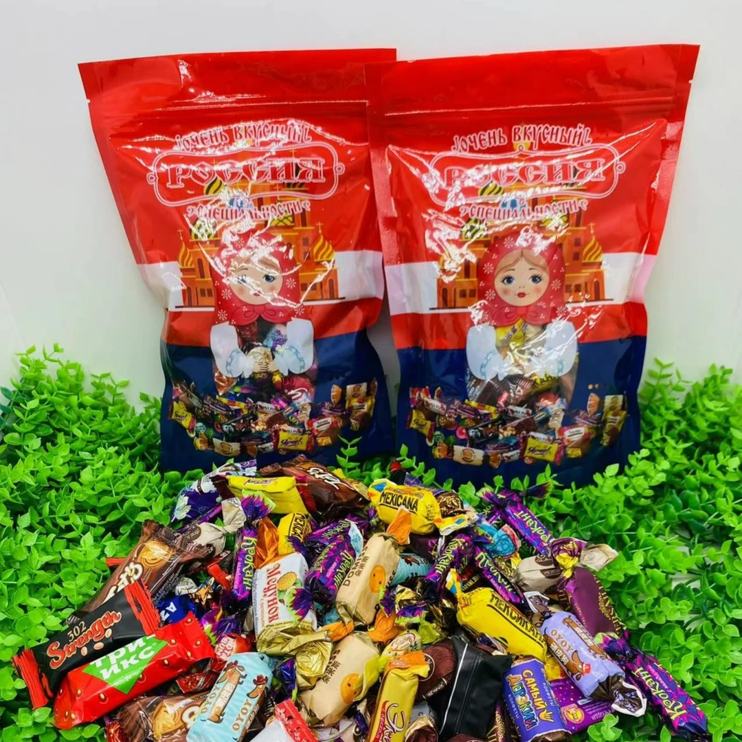 特惠俄罗斯混合糖巧克力散装多种口味夹心牛奶糖果500g