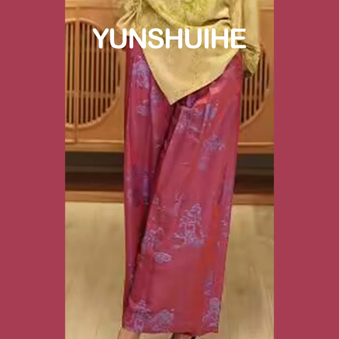 YUNSHUIHE/云水禾霓虹-春夏国风复古艺术提花裤子WK230602
