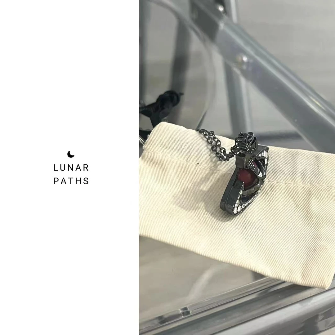 铜合金项链 黑红色索拉达半球朋克锁骨链项链