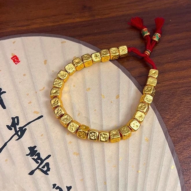 合金手链 【高定】时尚经典 实心 大方糖 手链 大小可调 久不掉色