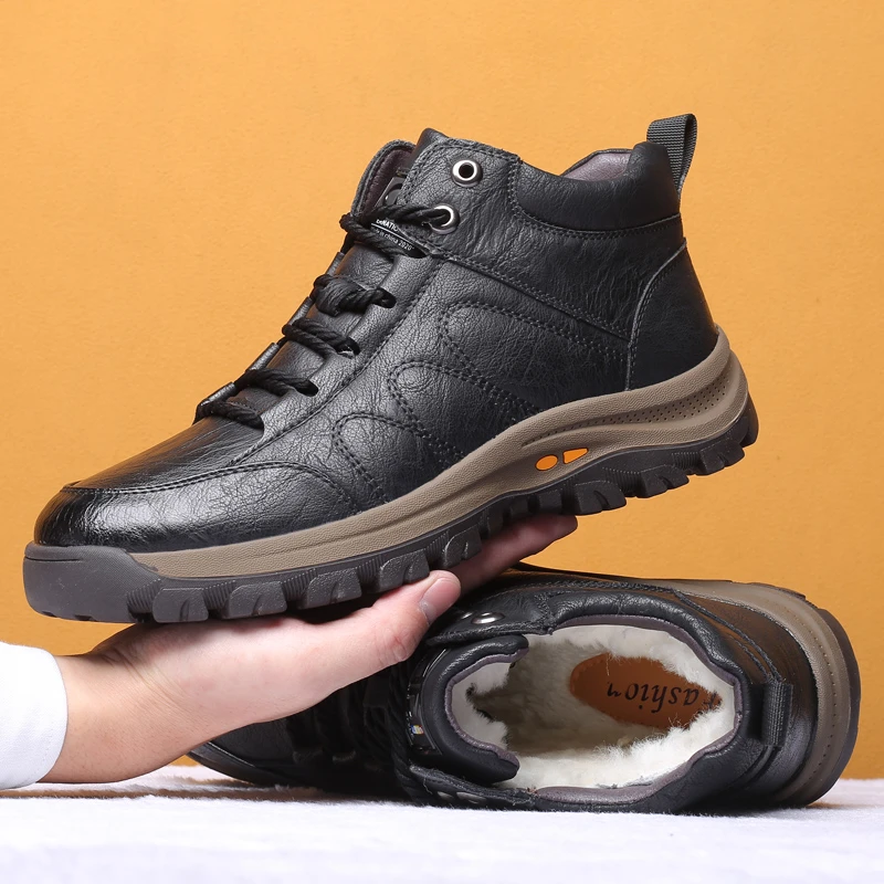 【小扬哥推荐】潮皮毛一体绵羊毛冬季男士棉鞋加厚男鞋户外运动加绒