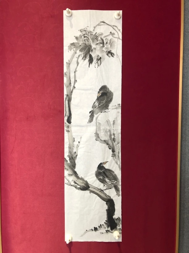 水墨牡丹小鸟写意原作