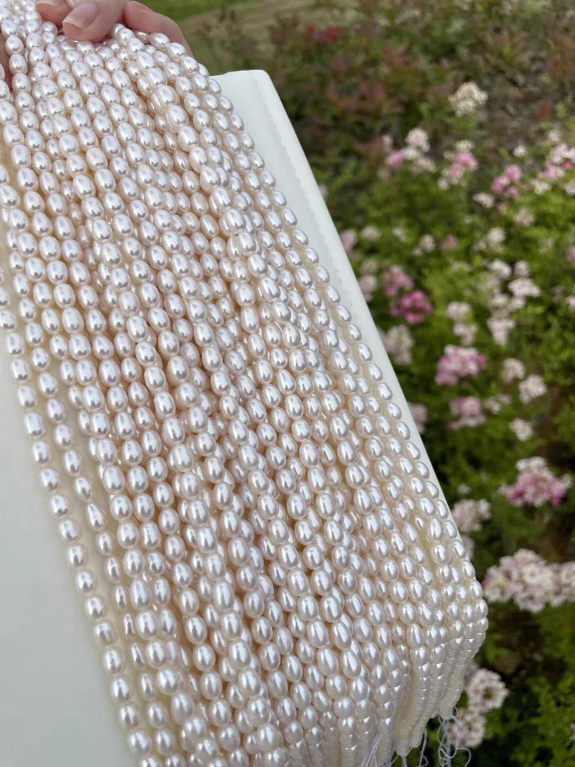 6.5-7.5mm极光基本无瑕淡水米形珍珠明星同款