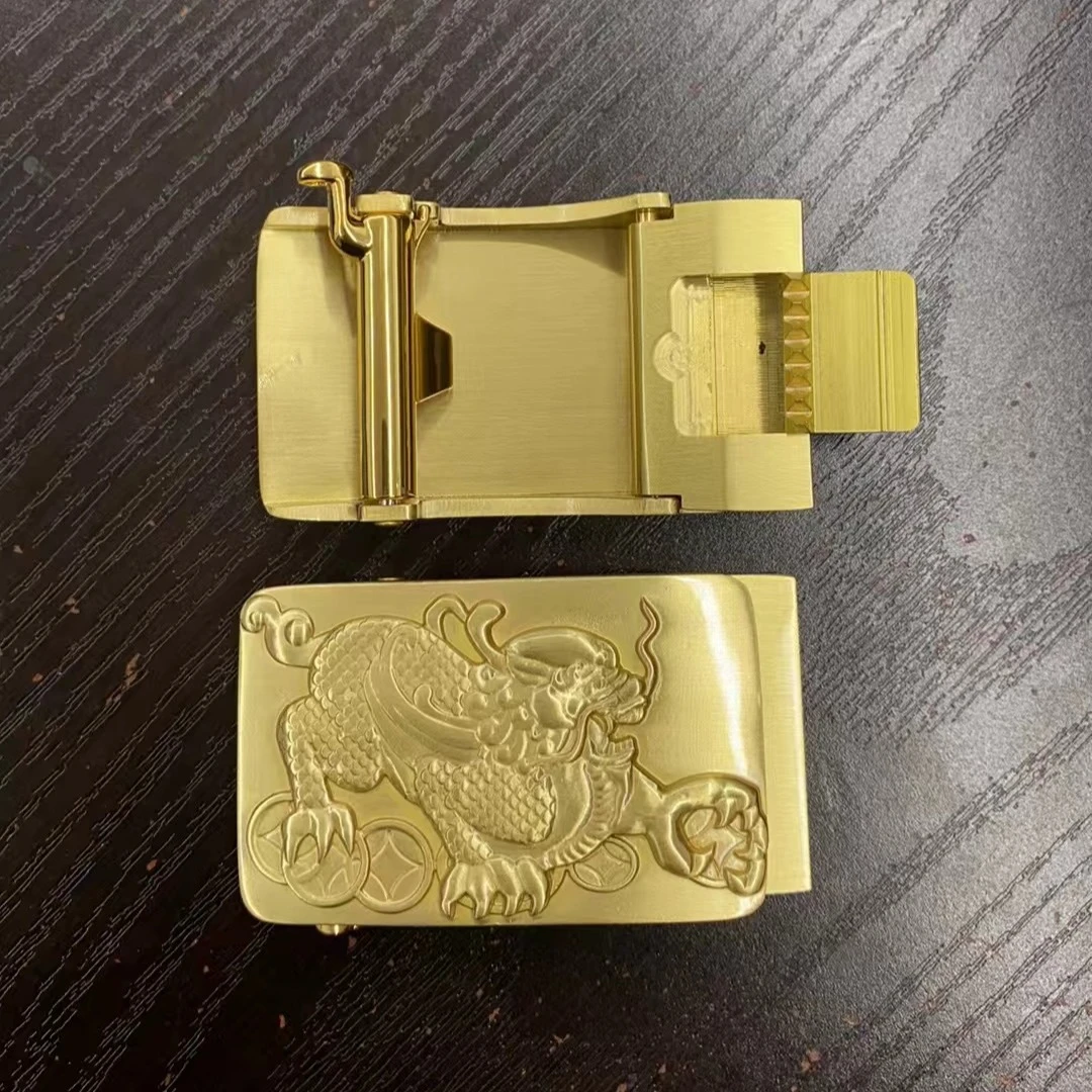 实心黄铜本色皮带扣自动扣头无电镀裤带貔貅腰带男卡槽卡子3.5cm