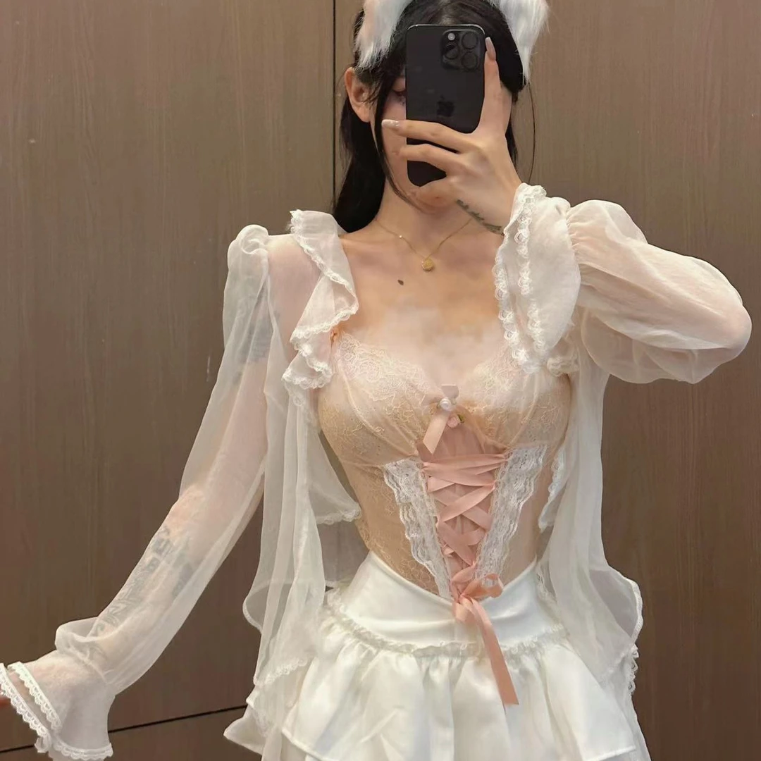 龙怼怼推荐【梦中少女】背心吊带蕾丝显瘦时尚美背性感仙女纯欲风