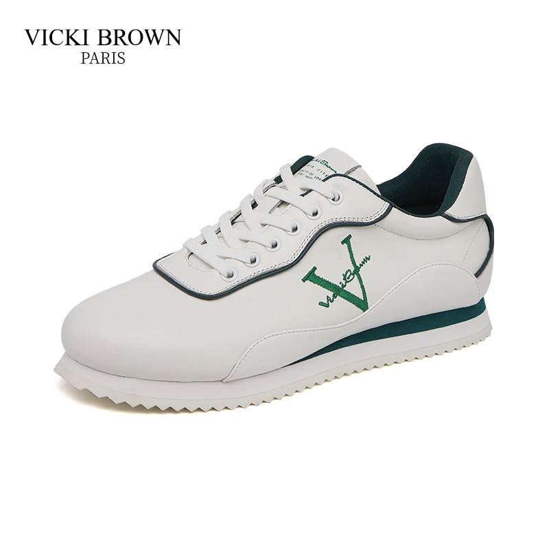 VICKI BROWN潮鞋新款男士小白鞋时尚刺绣休闲鞋子百搭皮鞋男鞋