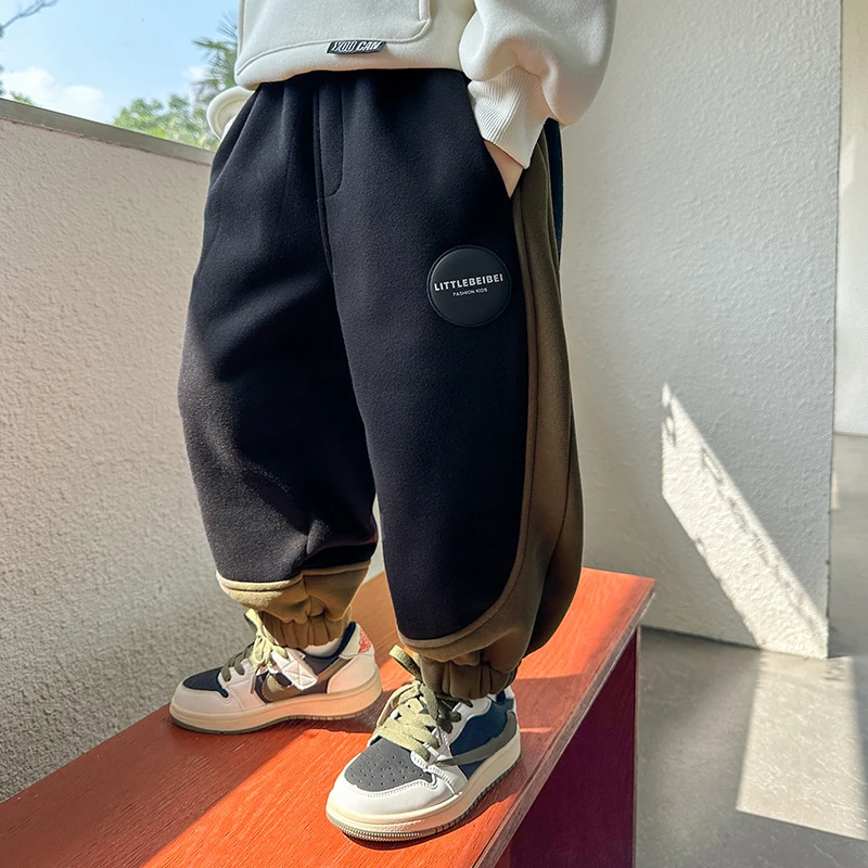 儿童休闲裤加绒秋冬装2023新款宽松男童裤子女童长裤Z352-3603