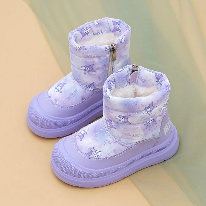 女童防水雪地靴加绒棉靴防滑库洛米公主靴儿童大棉鞋2024冬季新款