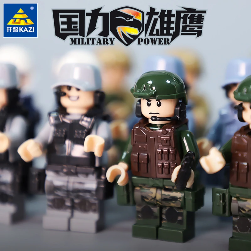 开智积木迷彩人仔军事国产积木玩具还原国力雄鹰儿童男孩礼品积木