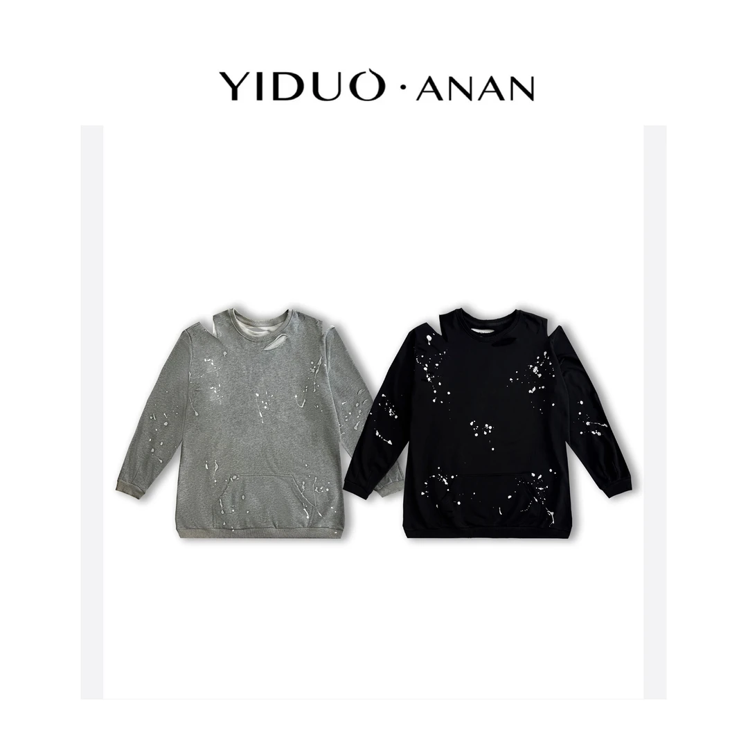 Yi·Duo 大码南油欧货款破洞涂鸦卫衣