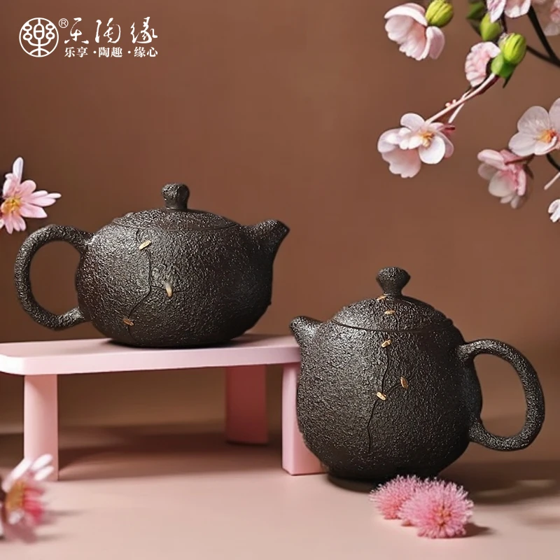 乐淘缘老岩泥柴烧复古手工拉胚锯锭耐高温经典泡茶壶可家用办公