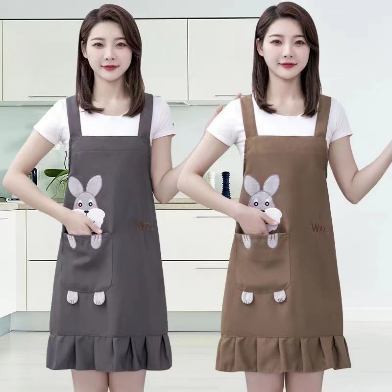 时尚帆布围裙洋气居家厨房做饭围腰餐饮商超美甲店工作服耐磨
