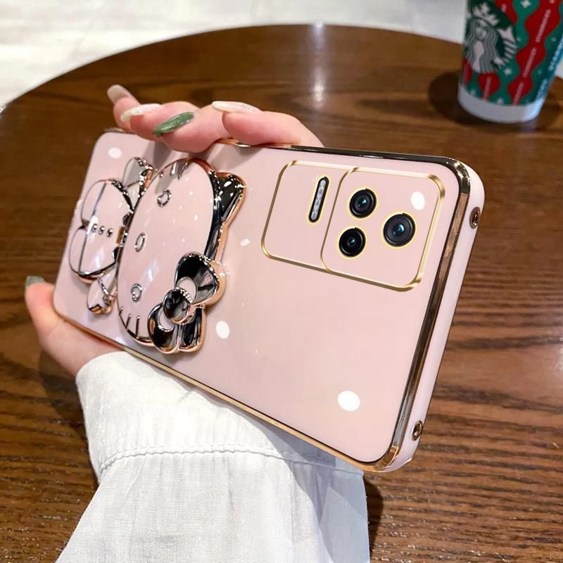 红米k40s手机壳猫咪补妆镜支架RedmiK40S全包防摔硅胶套超薄软壳