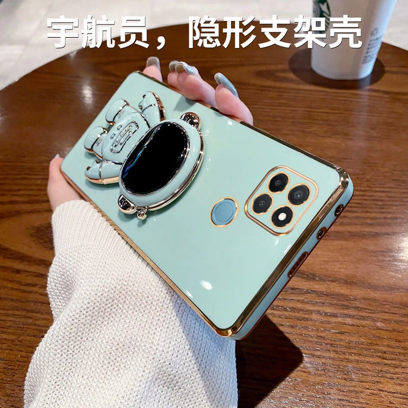 realmeV3手机壳宇航员太空人支架真我V3全包防摔硅胶套电镀薄软壳
