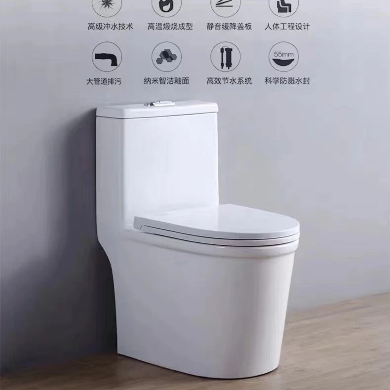 小户型纳米智洁釉面马桶大管道静音缓降盖板坐便器80912