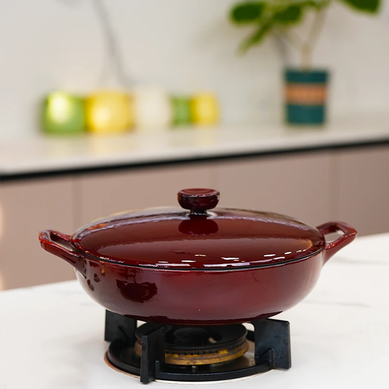 guiwei/归味28cm珐琅妈咪锅炒锅焖锅电磁炉燃气灶通用平底锅铸铁