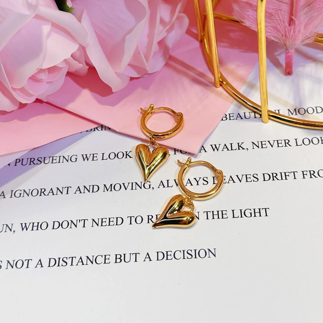 足金999  心尖尖耳扣 黄金5D无氰工艺