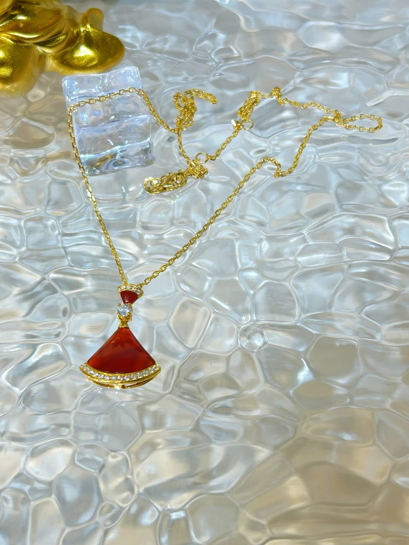 足金999 裙子套链  黄金镶嵌莫桑 5G工艺