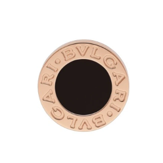 99新 BVLGARI/宝格丽 BVLGARI系列 18k玫瑰金 缟玛瑙  圆饼 耳钉