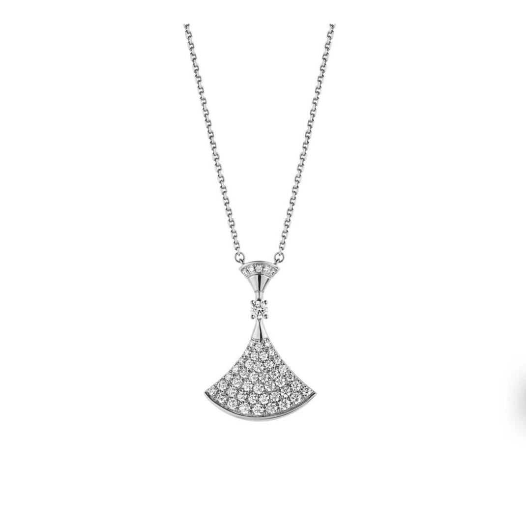 99新 BVLGARI/宝格丽 DIVAS’ DREAM 18K白金中号满钻 摇摆裙 项链