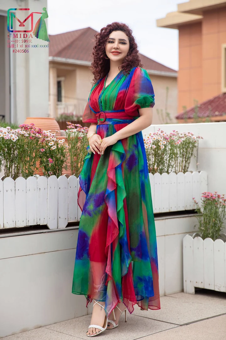 UMIDA女装爆款连衣裙女装连衣裙大码碎花显瘦气质时尚夏季收腰