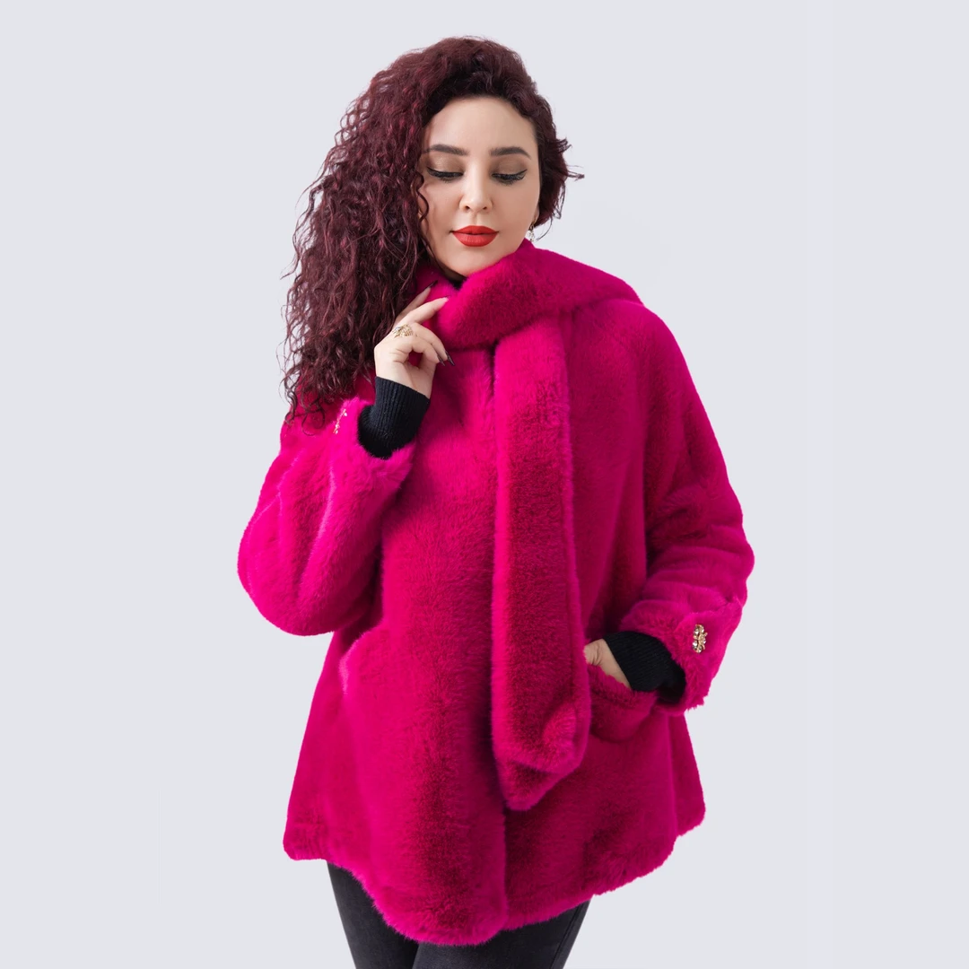 【UMIDA】新款秋冬带领毛毛外套 （娜孜古丽推荐）