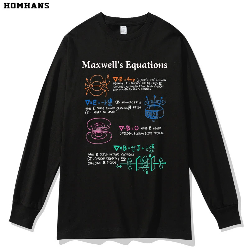 Maxwell麦克斯韦方程式电磁物理微积分科学春秋长袖厚款棉T恤潮