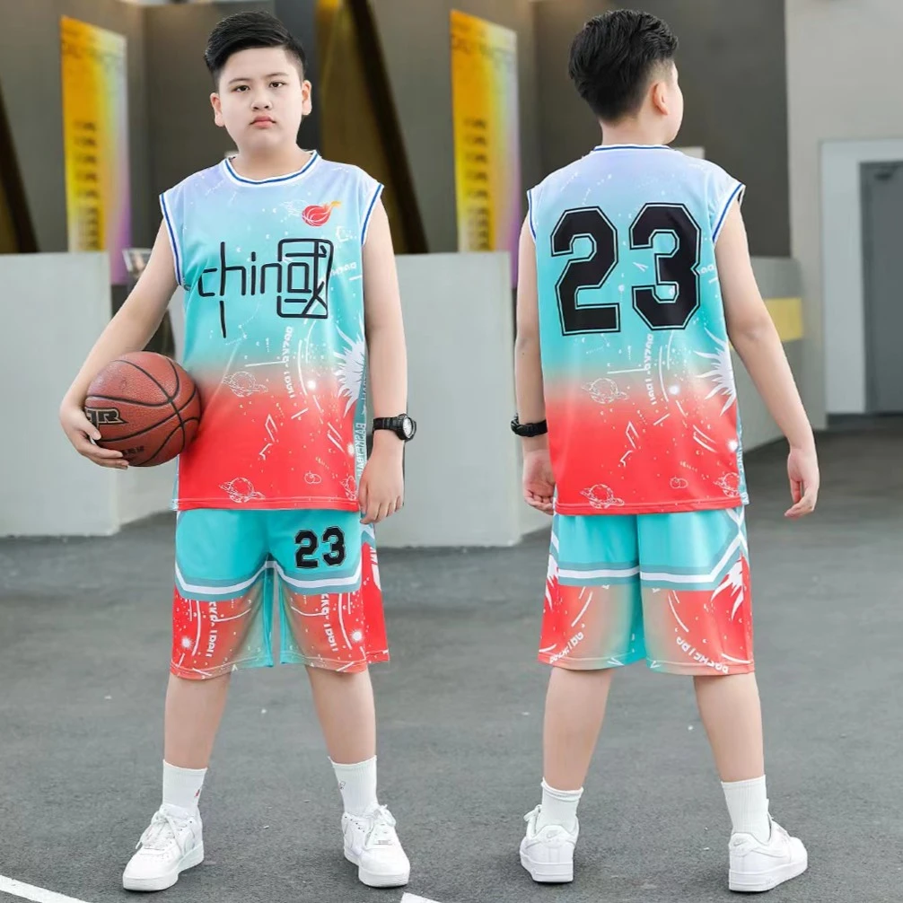 【酷乐童装】胖男童479#中大童学生速干篮球服夏季男大童球衣套装