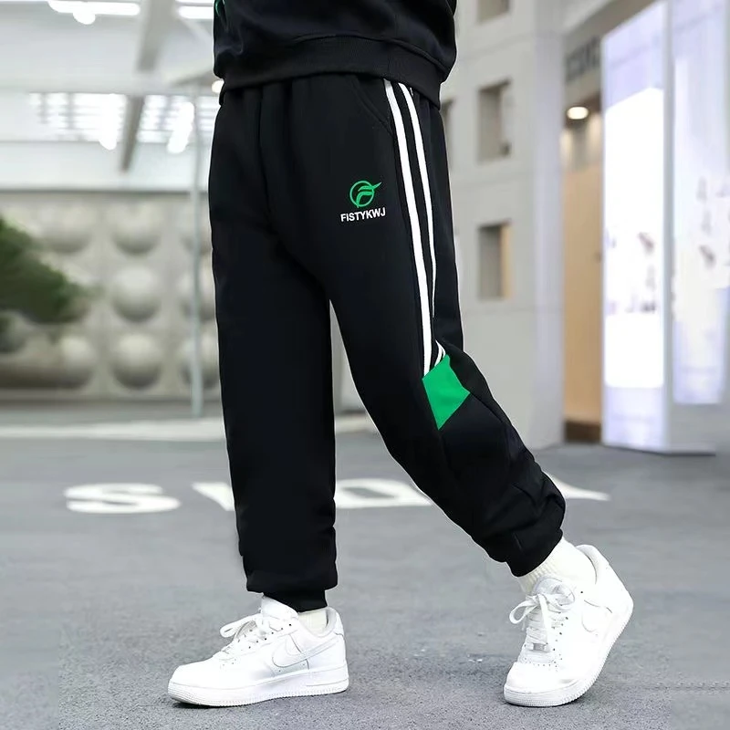 胖男童434#时尚秋季长裤休闲拼绿三织裤中大童宽松裤子时尚