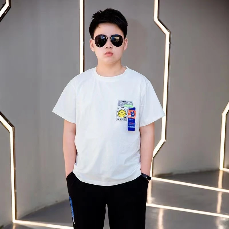 【酷乐童装】胖男童357#夏季圆领笑脸夏T恤休闲加大宽松百搭短袖