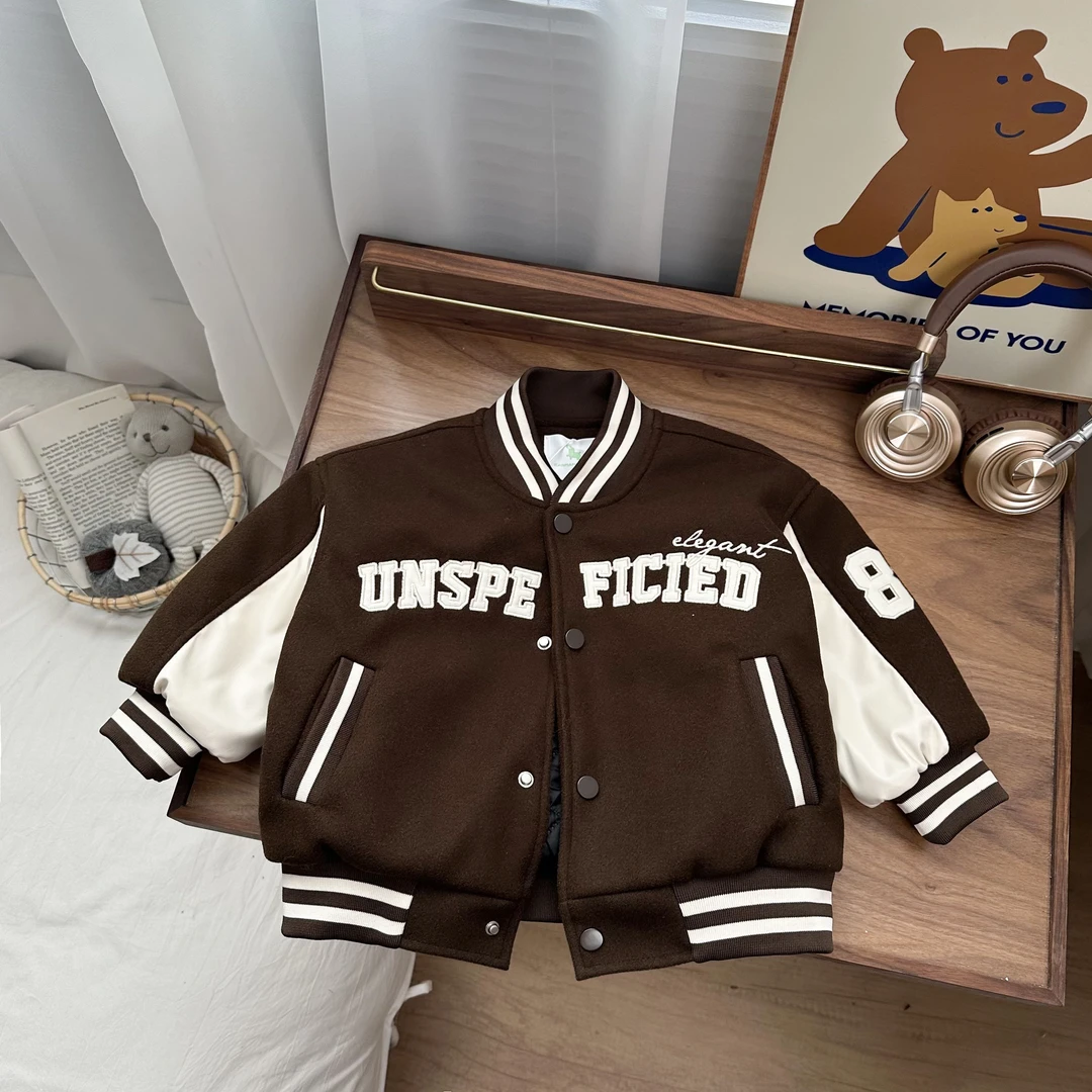 【斑马】儿童2024年新款潮流冬款休闲百搭夹棉棒球服外套BMD3705