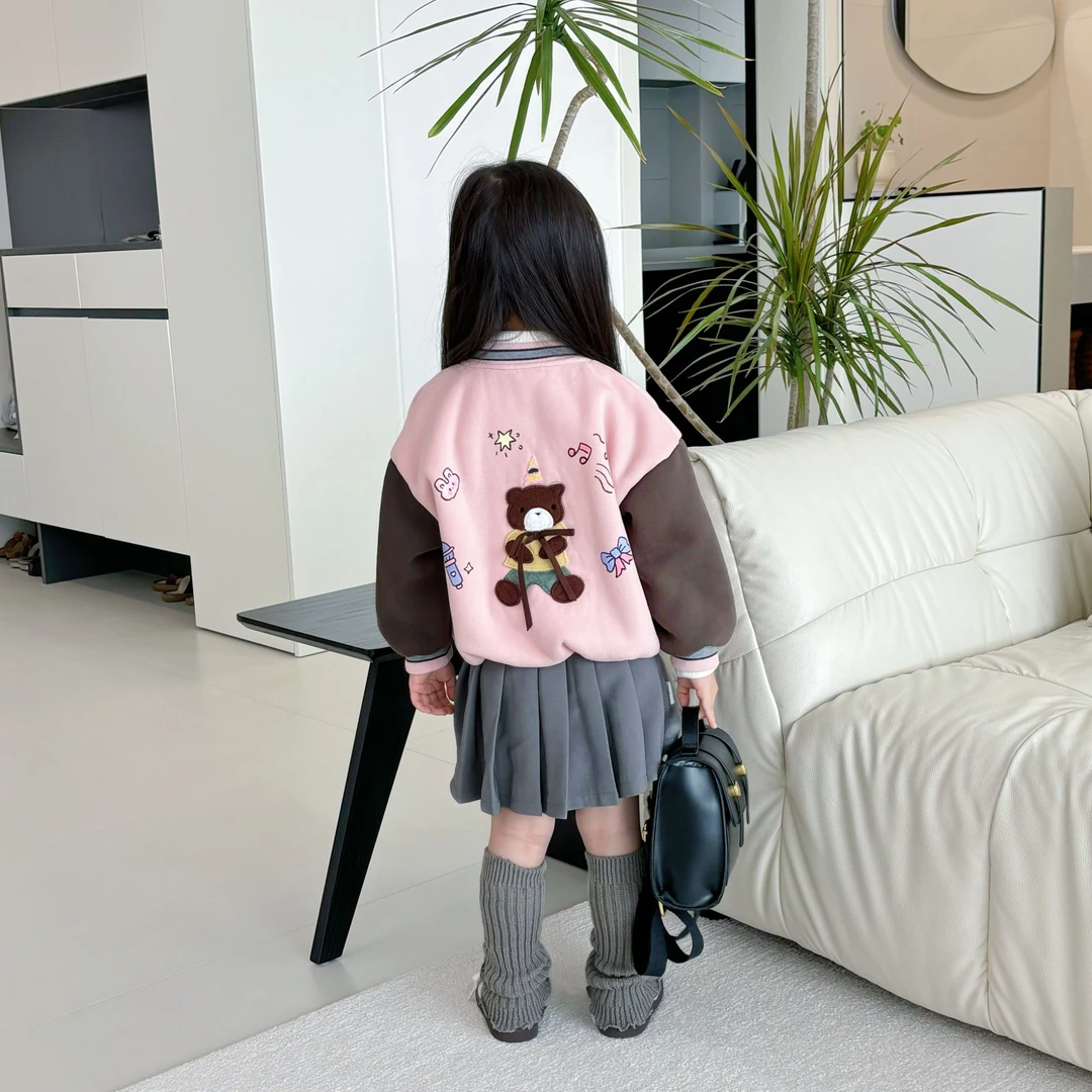 小熊棒球外套D24280WT鱼子酱品牌儿童女童