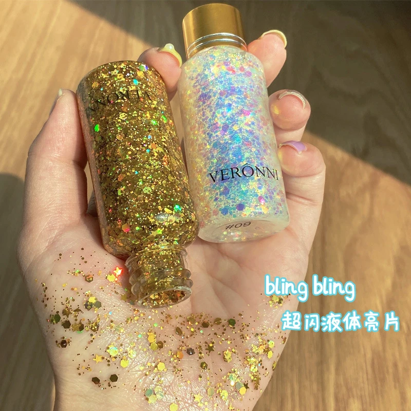亮晶晶液体大亮片啫喱撒头发学生舞台妆化妆表演出彩妆脸贴亮片妆