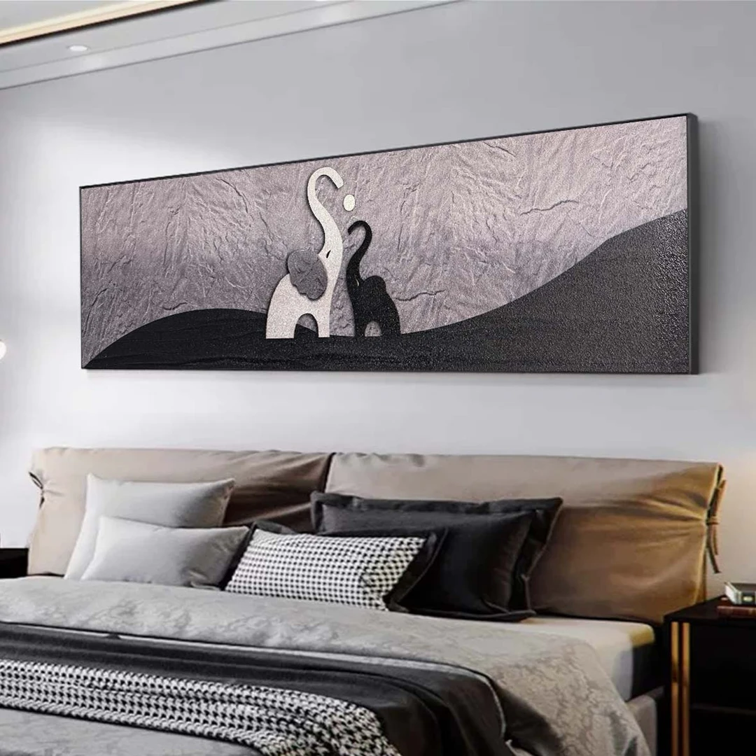 现代简约砂岩版画 黑白灰床头装饰画 沙发背景墙挂画子母象40150