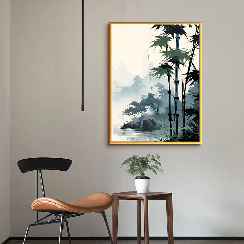 竹报平安入户装饰画轻奢客厅挂画餐厅卧室沙发背景墙画竹子6080