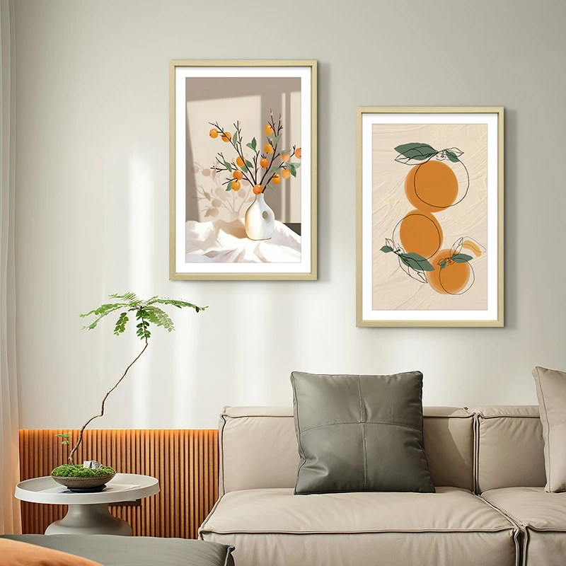 北欧奶油风餐厅装饰画走廊过道尽头奶油风挂画瓶子4060