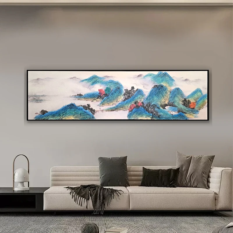 添笔厚油肌理画油画风 铝合金框立体挂画 客厅背景装饰画 山50180