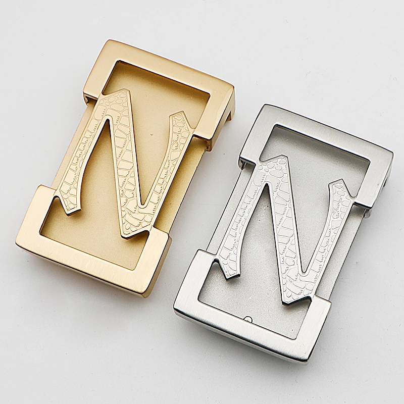 古励3.8宽不锈钢平滑板扣男士时尚休闲百搭潮流皮带头腰带扣