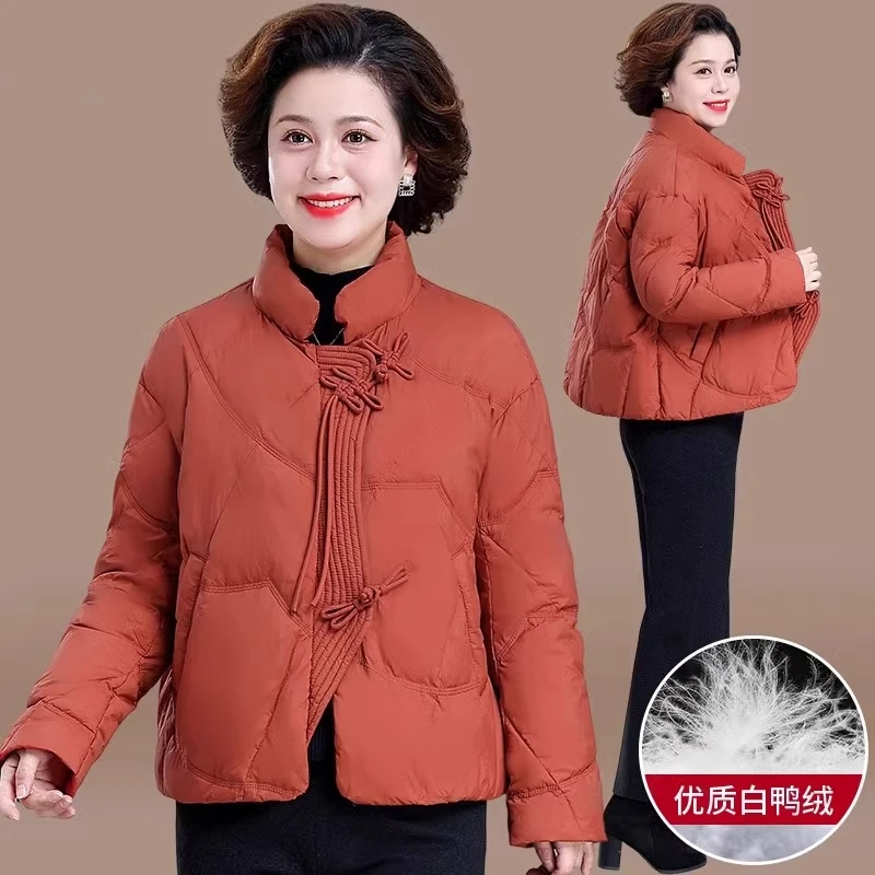 中年妈妈冬装羽绒服女棉袄外套洋气新款中老年人秋冬棉衣轻薄棉服