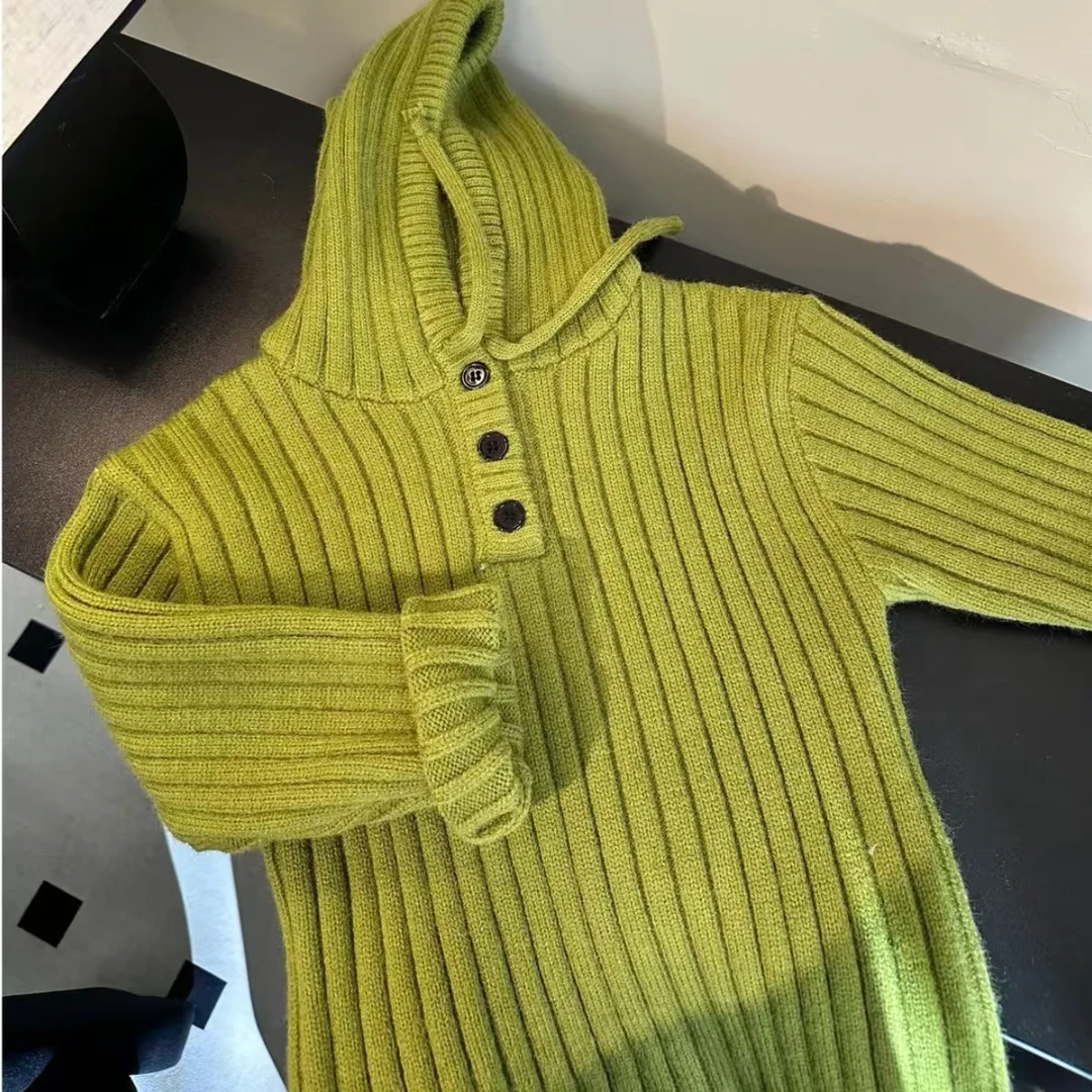 【现货三个颜色】2024秋冬儿童新款潮童穿搭宽松韩版连帽毛衣22606