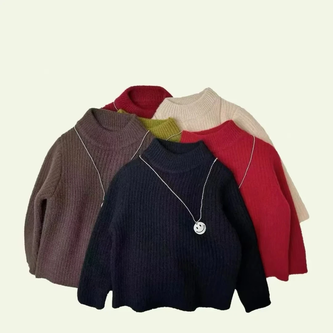 【现货低领】2024冬季儿童新款萌娃穿搭长袖韩版毛衣1301