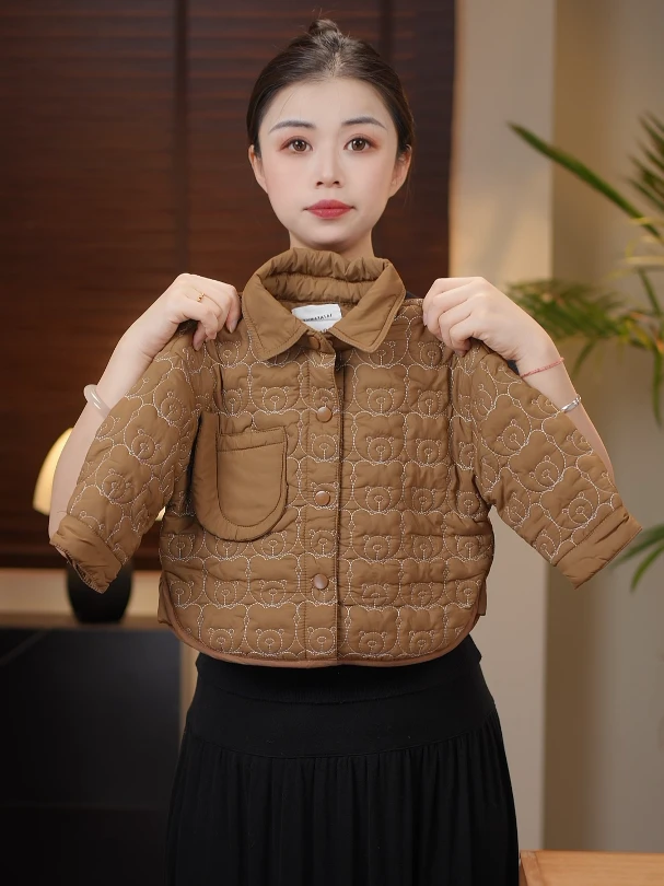 【现货】202秋4冬季新款韩版潮流可爱小熊保暖加棉外套23158