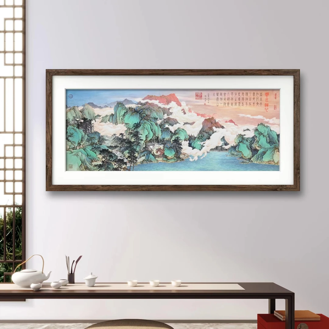 郭霖老师作品《云水禅心》金碧重彩山水/望岳/托底无框