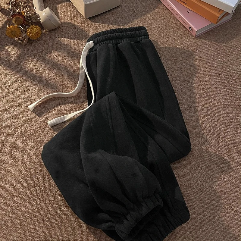 凯颂大码300斤简约休闲纯色基础版休闲裤男女秋冬季宽松百搭长裤